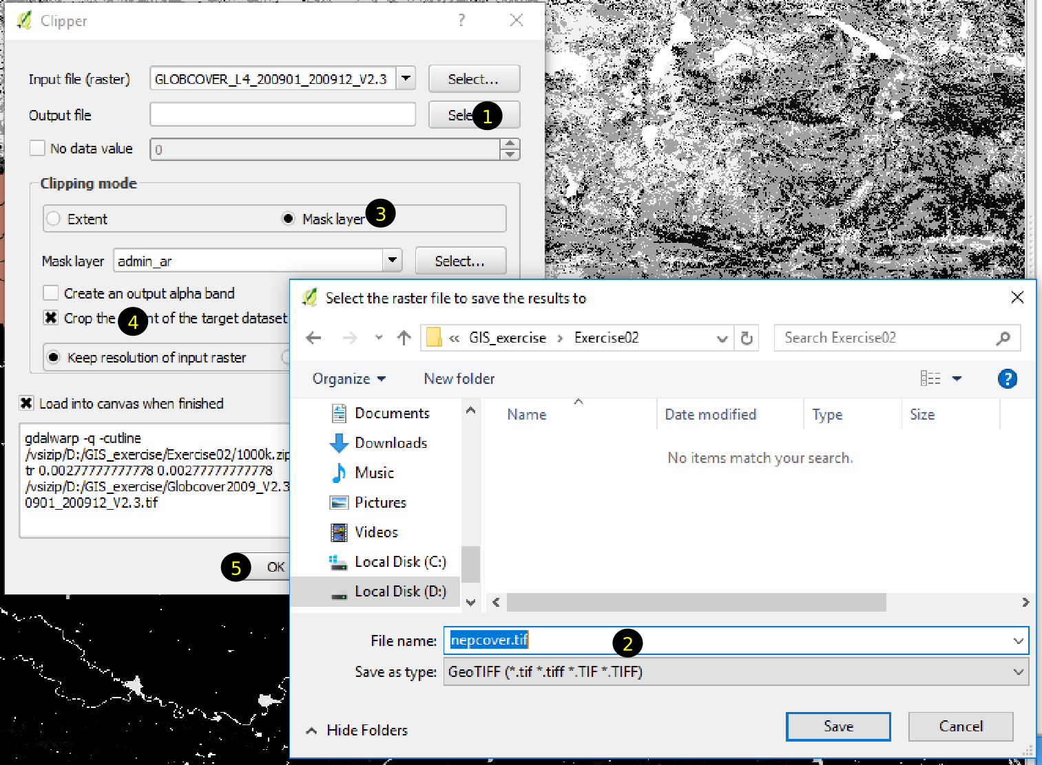 Raster clipper dialog