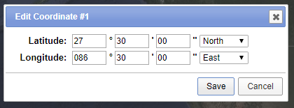 Enter Coordinates for elevation data