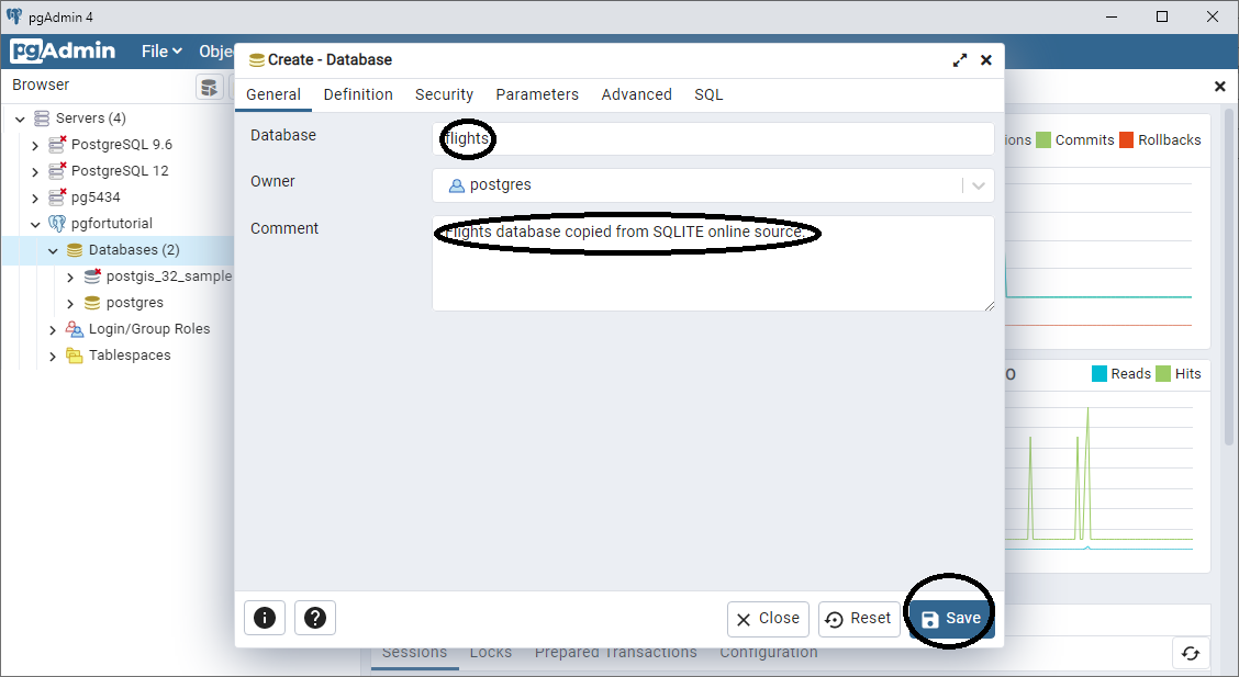 Select the name of new Database