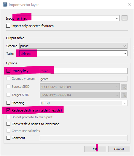 Export airlines table