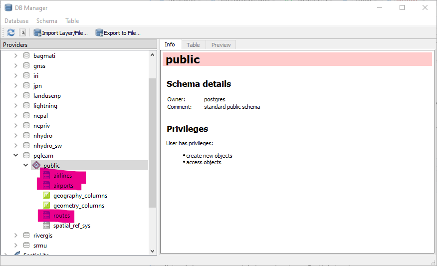 Export airlines table